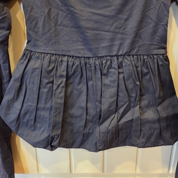 ‼️3/$30‼️ Black Peplum/ Bubble Hem Long Sleeve Top Womens XXS New Dressy Casual - Picture 4 of 6